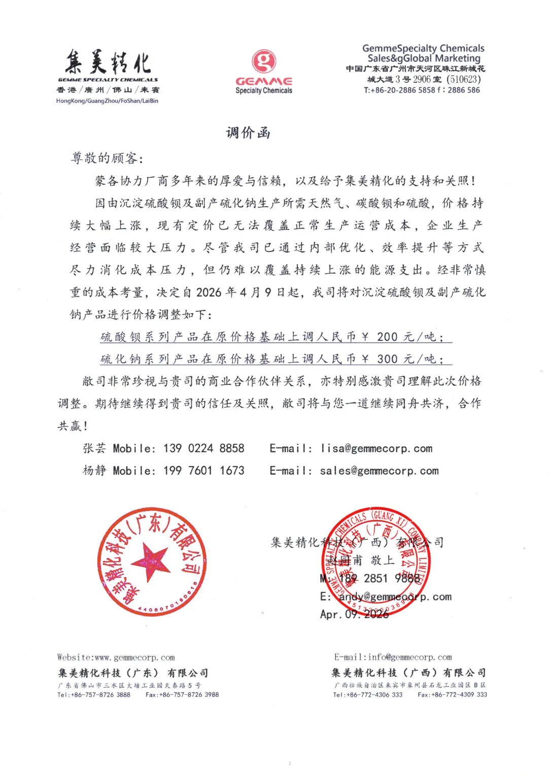 成本壓力傳導！集美精化宣布硫酸鋇系列產(chǎn)品每噸上調(diào)200元